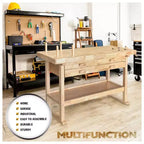 Banco da lavoro Olympia Tools da 60" in legno duro con finitura gommata, 4 cassetti, portata di 450 lb