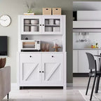 Dispensa da cucina con supporto per microonde, credenza a giorno con buffet e ripiani regolabili, per cucina e sala da pranzo