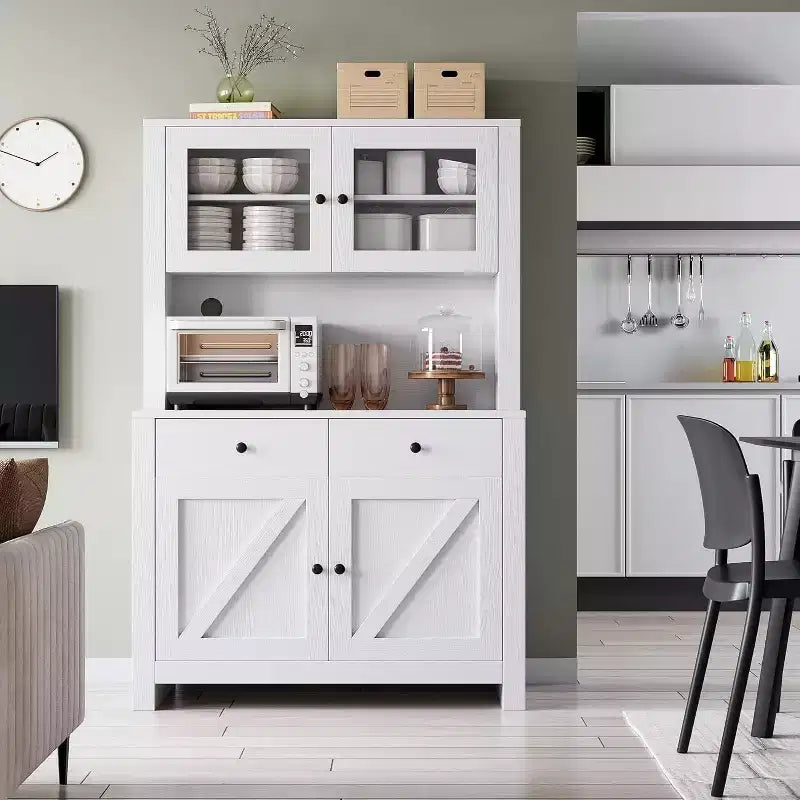 Dispensa da cucina con supporto per microonde, credenza a giorno con buffet e ripiani regolabili, per cucina e sala da pranzo