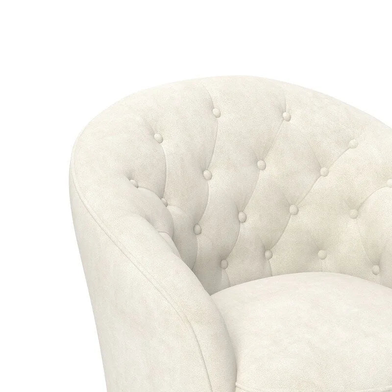 Lot de 2 fauteuils tonneau modernes SEYNAR en velours rembourré, pivotants à 360 degrés, avec dossier capitonné à boutons