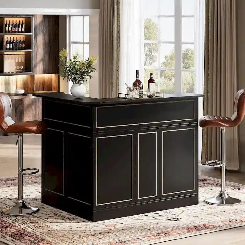 Mobile bar angolare a L con portabicchieri per il pub di casa