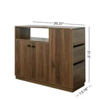 Buffet moderne GDFStudio Hikaru avec portes coulissantes en verre et tiroirs