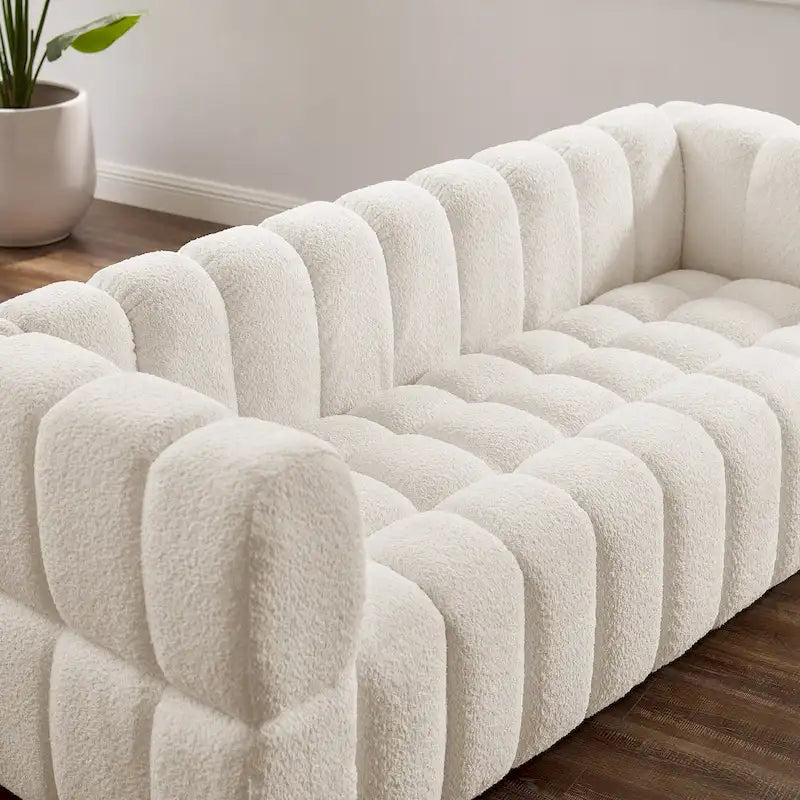 Canapé moderne en tissu gaufré, confortable pour les moments de détente