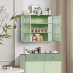 Okak Modern 2-door Wall Cabinet with Featuring 3-tier Storage Glass Doors for Entryway/Dining Room/Living Room/Kitchen