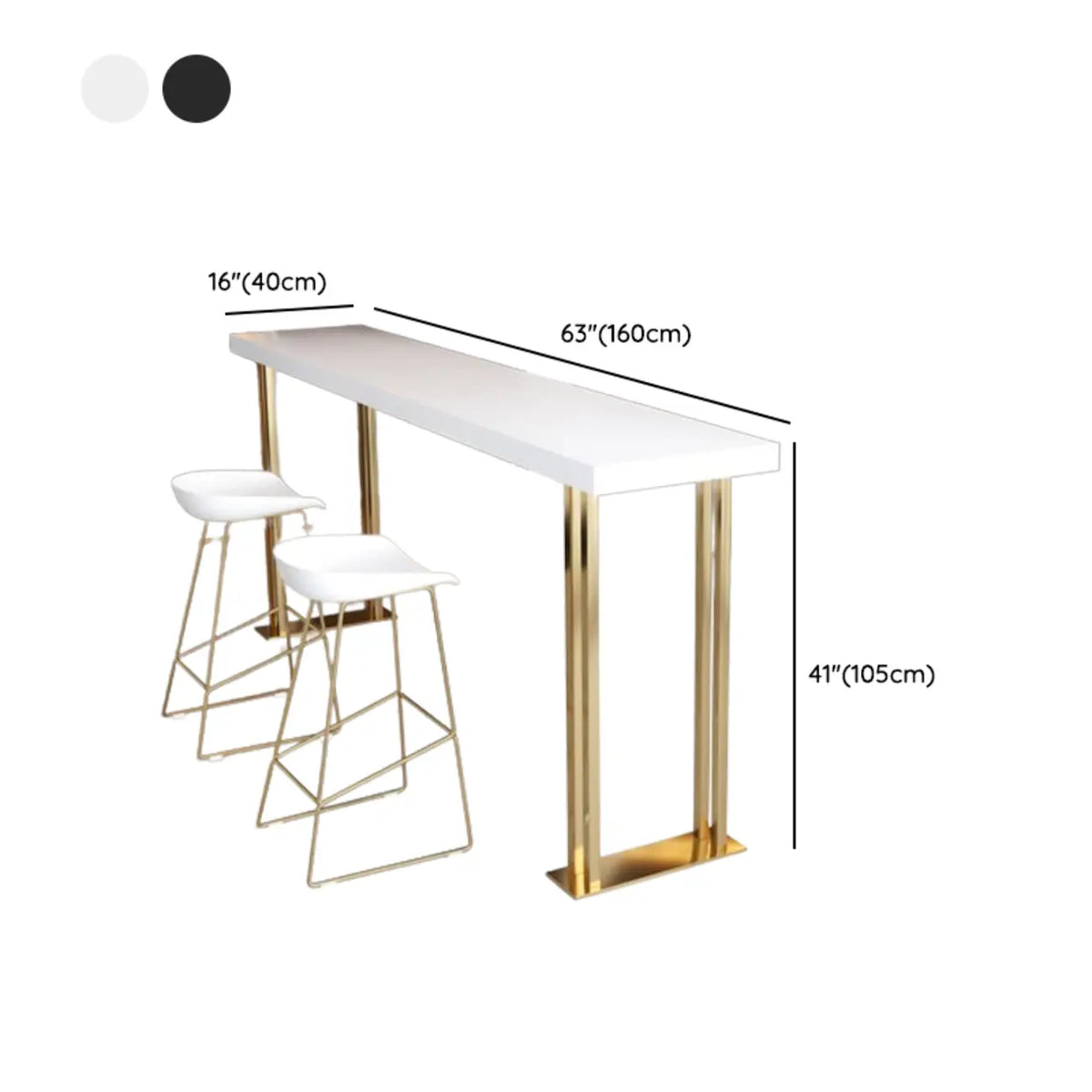 Tavolo da bar rettangolare di lusso in legno con base dorata a slitta per sala da pranzo
