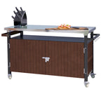 Chariot de barbecue extérieur avec plateau en acier inoxydable (tabouret non inclus)