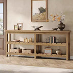 Table console extra longue Tribesigns de 180 cm, table d’entrée de style campagne à 3 niveaux, table en bois derrière le canapé pour salon, couloir et vestibule
