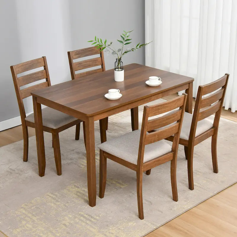 Set di 4 sedie da pranzo in legno con schienale a doghe