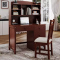 Scrivania moderna in legno per home office Okak con piano/sedia e libreria, scrivania da studio con spazio per adolescenti e studenti, per studio e ufficio