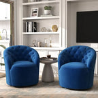 Lot de 2 fauteuils tonneau modernes SEYNAR en velours rembourré, pivotants à 360 degrés, avec dossier capitonné à boutons