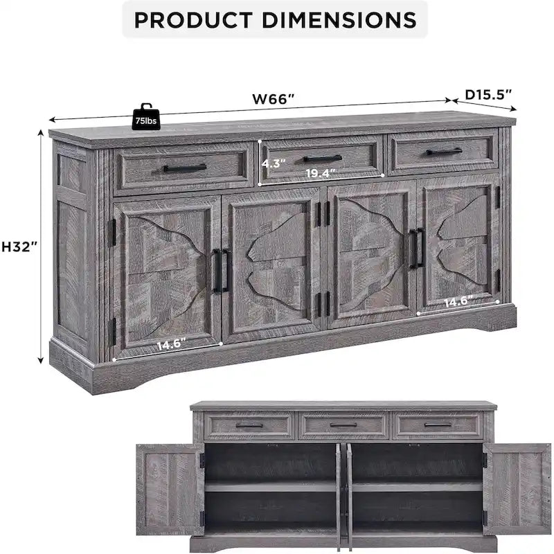 Farmhouse Buffet Sideboard Cabinet,Coffee Bar Wine Bar for Dining Room - N/A