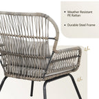 3 Piece Outdoor Wicker Conversation Bistro Set, All-Weather Rattan Furniture Patio Chairs Set with Cushions