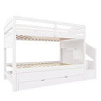 Letto a castello Whisen Twin XL con letto estraibile, contenitore, legno massello, scala contenitore, armadio e 3 cassetti, per bambini