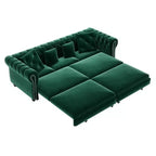 Canapé-lit escamotable et convertible Whisen en velours, format très grand lit, 3-en-1, avec ottoman amovible et design capitonné