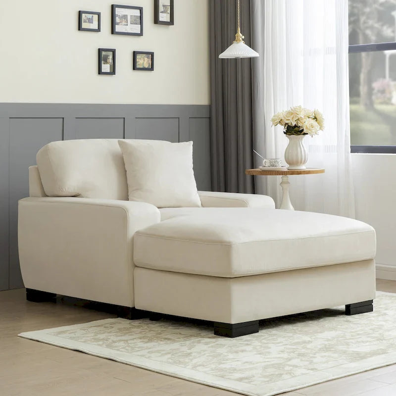 Canapé-lit moderne surdimensionné avec méridienne, style mi-siècle, avec coussin
