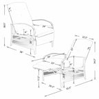 Poltrona reclinabile regolabile da giardino con cuscino - 38 (D) x 26.5 (W) x 38.5 (H) INCH