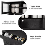 Dispensa da cucina con supporto per microonde, credenza a giorno con buffet e ripiani regolabili, per cucina e sala da pranzo