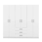 6-Door Wooden Wardrobe with Drawers for Bedroom