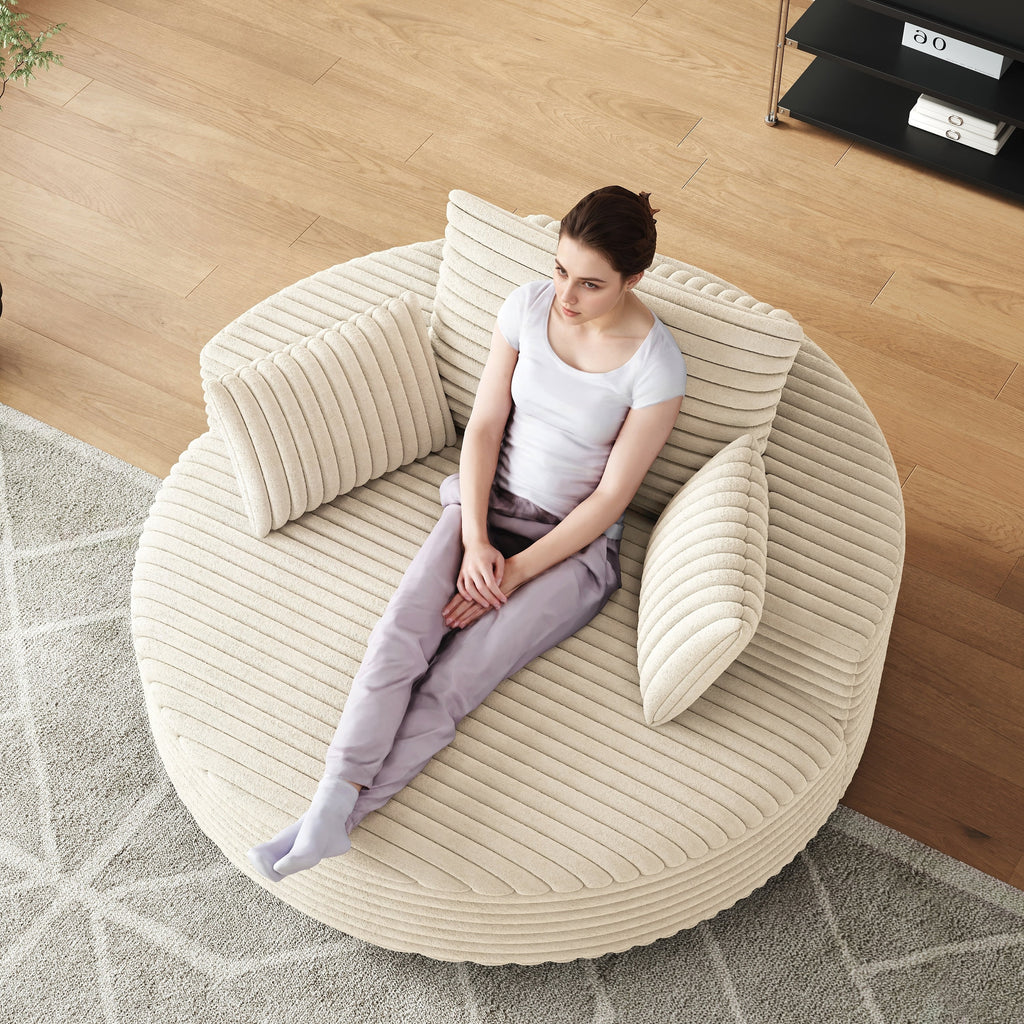Fauteuil pivotant individuel en mousse et chenille côtelée
