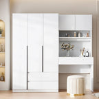 Armoire 3-en-1 avec coiffeuse, ensemble bureau, armoire de chambre avec 2 tiroirs, 3 portes et espace de rangement