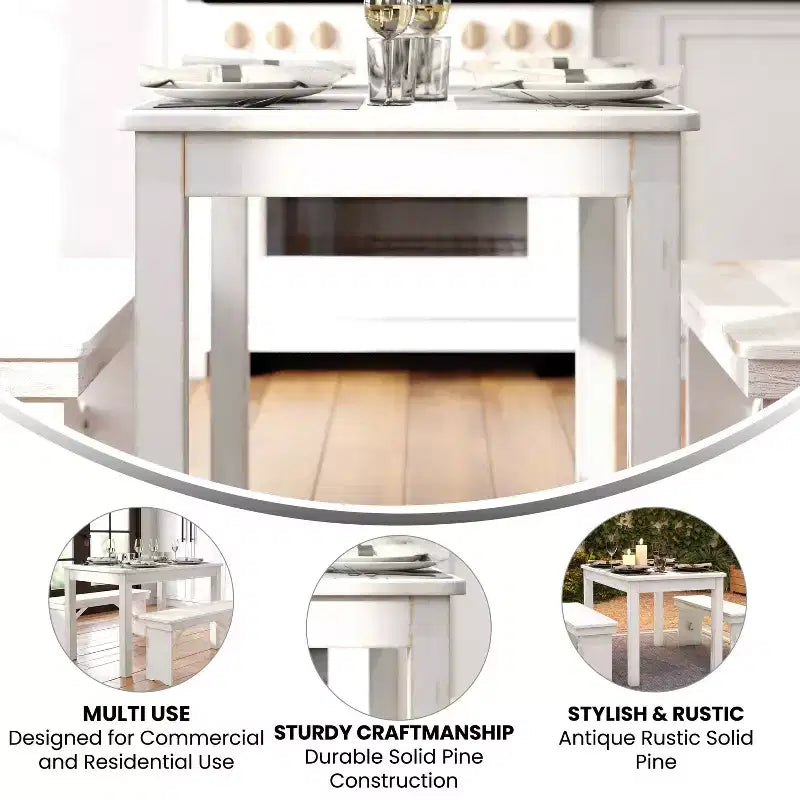Mesa de jantar retangular Flash Furniture, 46 x 30, em pinho maciço