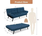 Canapé futon convertible en lit avec dossier réglable et accoudoirs amovibles