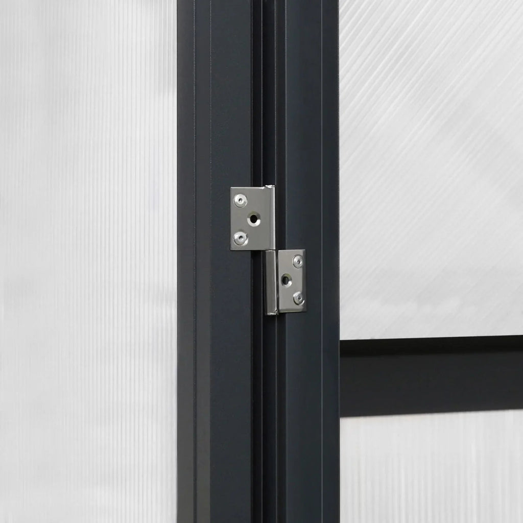 VEIKOUS begehbares Gewächshaus-Set aus Aluminium mit verstellbarem Dachfenster und abschließbarer Tür, grau