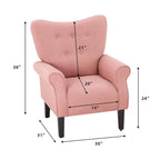Fauteuil d’appoint moderne Erommy, fauteuil à dossier haut, canapé une place en tissu rembourré avec boutons et pieds en bois pour le salon