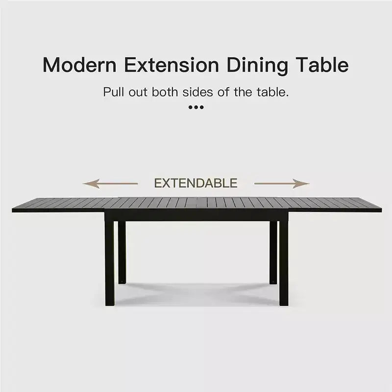 Table à manger Okak en aluminium, extensible, pour patio, salle à manger et cuisine