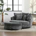 Fauteuil tonneau moderne rond avec 5 coussins et pouf en option