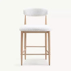 Ensemble de 4 tabourets de bar sans accoudoirs en bouclé, pieds en métal effet bois pour cuisine, salon, restaurant ou café – Morden Fort