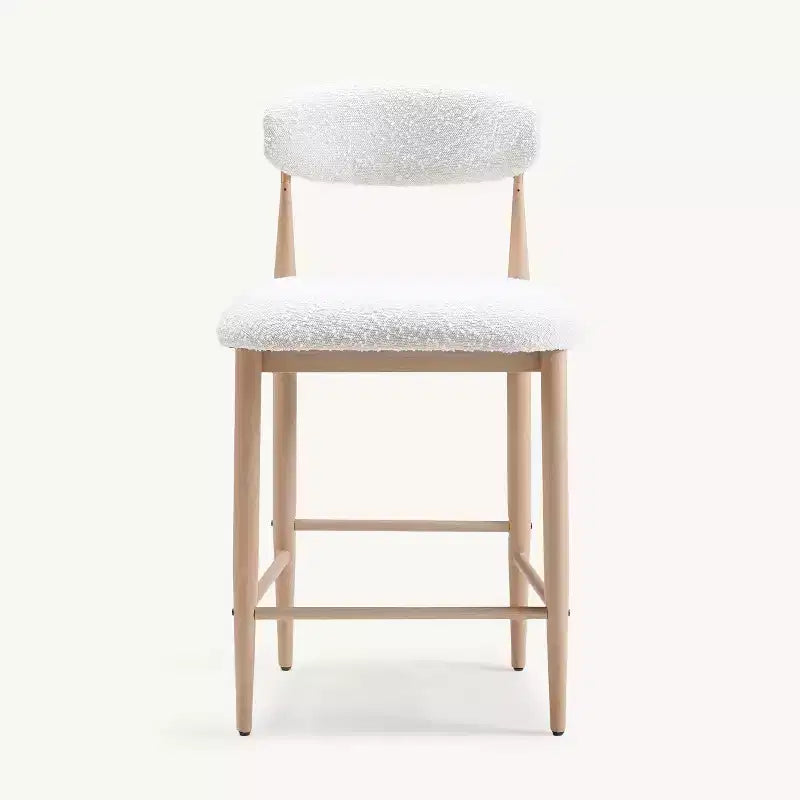 Ensemble de 4 tabourets de bar sans accoudoirs en bouclé, pieds en métal effet bois pour cuisine, salon, restaurant ou café – Morden Fort