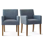 Ensemble de 6 chaises de salle à manger rembourrées avec accoudoirs, fauteuils modernes en lin avec pieds en bois, chaises d’appoint pour salle à manger et salon - Panipeachy
