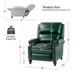 Set di 2 poltrone reclinabili moderne Elisabete con schienale ad ali in vera pelle e borchie decorative vintage per soggiorno e camera da letto| ART OF LIVING DESIGNS
