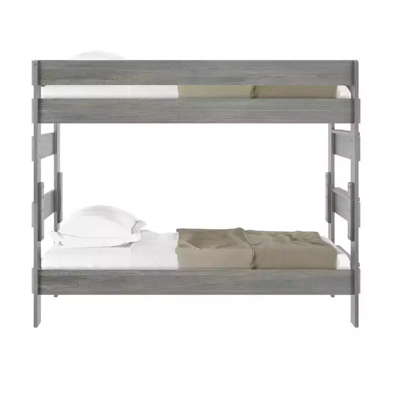 Letto a castello matrimoniale su matrimoniale in legno massello stile casa di campagna Plank+Beam, per adulti