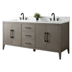 Meuble-lavabo Vanity Art 72 à double vasque avec plateau en marbre reconstitué