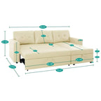 Divano componibile reversibile trasformabile con letto estraibile, chaise longue con contenitore nascosto e gambe resistenti
