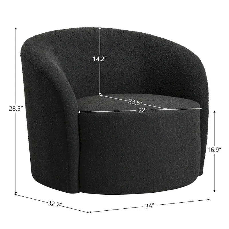 Fauteuil d’appoint pivotant KINWELL en forme de tonneau, rembourré, largeur 34 (lot de 2)