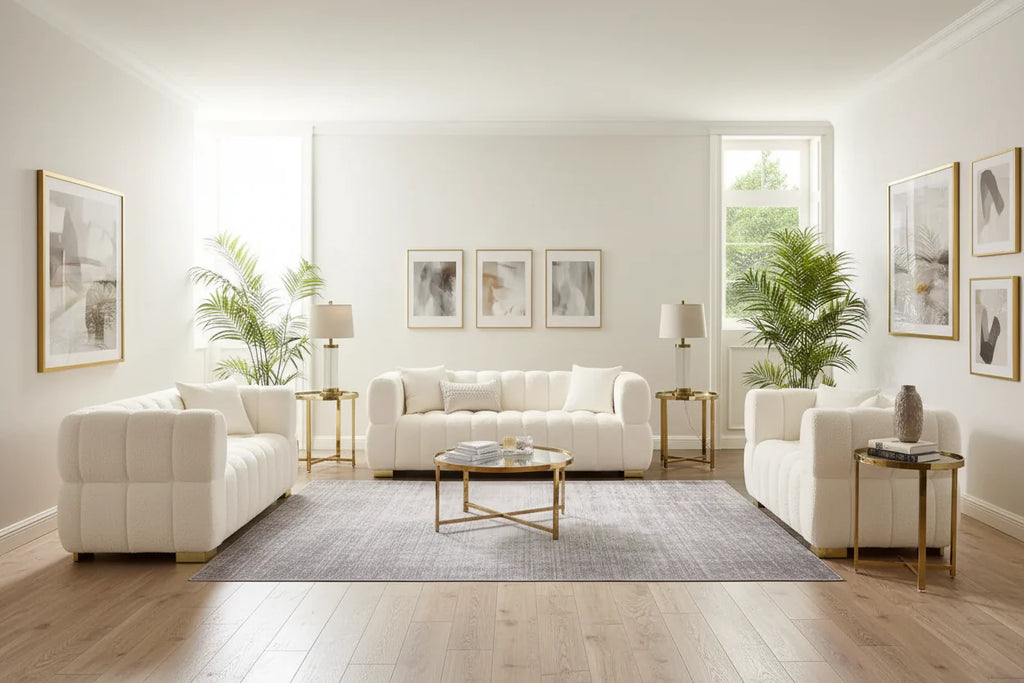 Canapé moderne en tissu gaufré, confortable pour les moments de détente