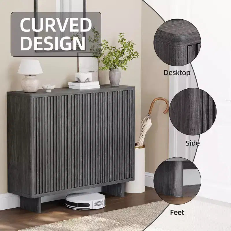 Meuble à chaussures Acekool 46 avec porte rainurée, meuble de rangement à 5 niveaux, banc d’entrée rustique pour couloir, hauteur de 41.5