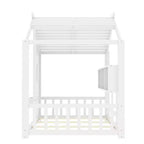 Cadre de lit plateforme en forme de maison, format une place et demie/double, lit cabane au sol pour tout-petit, lit Montessori pour enfant, lit maison de jeu avec étagère de rangement – ModernLuxe