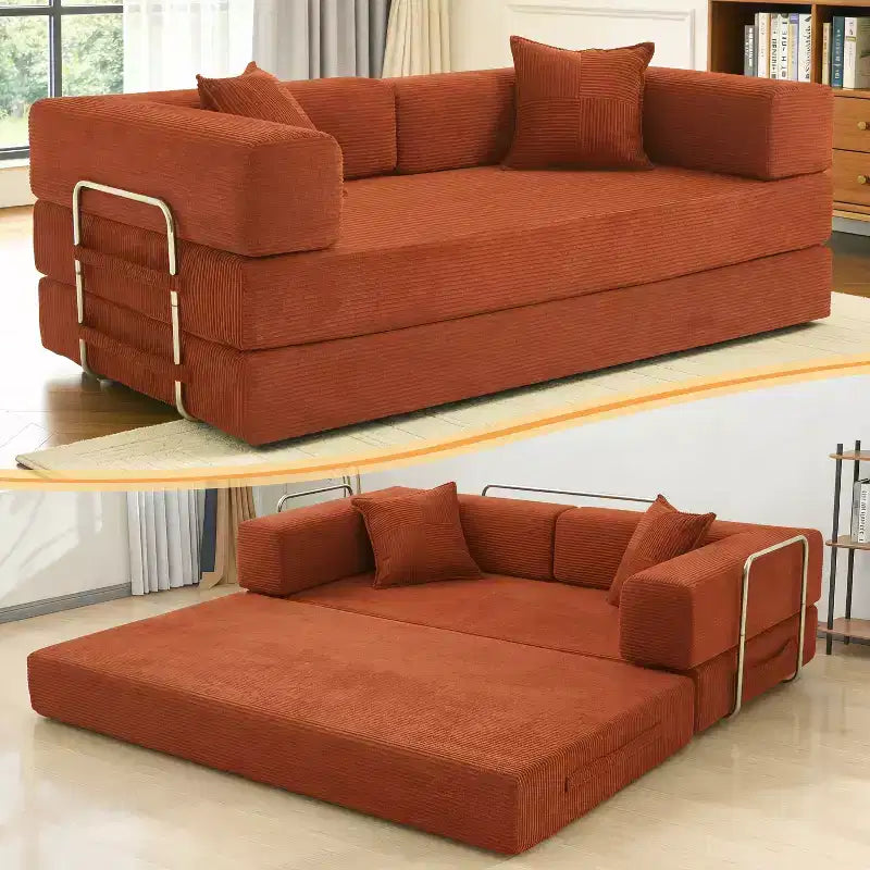 Canapé-lit pliant Dyonery 78 convertible en canapé en velours côtelé, format king, couchage au sol, 4-en-1, canapé modulaire à combiner soi-même, confortable et dépliant