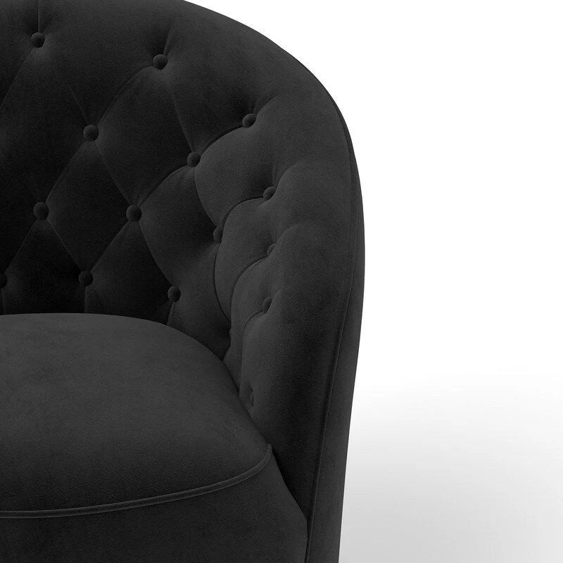 Lot de 2 fauteuils tonneau modernes SEYNAR en velours rembourré, pivotants à 360 degrés, avec dossier capitonné à boutons