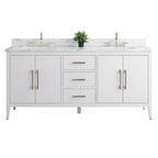 Meuble-lavabo Vanity Art 72 à double vasque avec plateau en marbre reconstitué