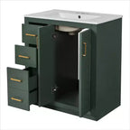 Meuble-lavabo de salle de bains simple de 30 pouces avec meuble et 3 tiroirs ??Noir / Bleu / Vert / Indigo / Blanc