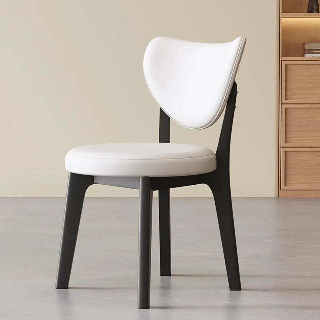 Sedia da pranzo moderna senza braccioli, con schienale alto e rivestimento in similpelle