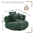 Sitzsack-Sofa für Erwachsene und Kinder, übergroßer Cord-Sitzsack mit 3 Kissen und Armlehne für Wohnzimmer oder Schlafzimmer