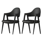 Modern Leather Curved Open Back Arm Dining Chair