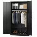 Armoire-penderie en acier robuste de 72 po avec serrure, armoires de rangement métalliques pour garage, armoire métallique de rangement pour la maison, la chambre, le bureau ou le dressing