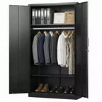 Armoire-penderie en acier robuste de 72 po avec serrure, armoires de rangement métalliques pour garage, armoire métallique de rangement pour la maison, la chambre, le bureau ou le dressing